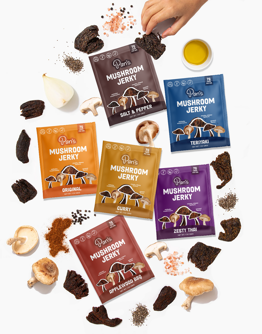 Pan's Mushroom Jerky Single Serve Sampler Pack A3